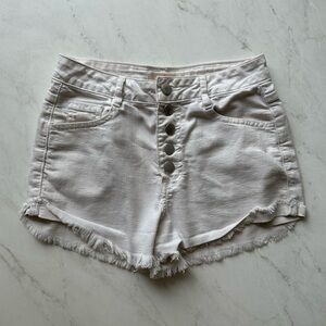 Refuge White Distressed High Waisted Jean Shorts